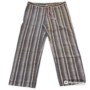 Ouray Womens Lounge Pants Striped Lightweight Drawstring Gray Purple Large